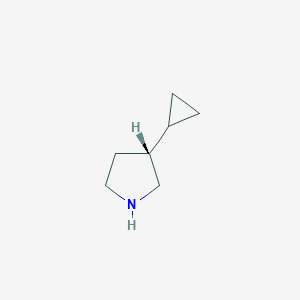 molecular formula C7H13N B11751355 (3R)-3-cyclopropylpyrrolidine 