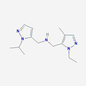 molecular formula C14H23N5 B11751372 [(1-ethyl-4-methyl-1H-pyrazol-5-yl)methyl]({[1-(propan-2-yl)-1H-pyrazol-5-yl]methyl})amine 