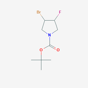 molecular formula C9H15BrFNO2 B11751422 tert-Butyl 3-bromo-4-fluoropyrrolidine-1-carboxylate 