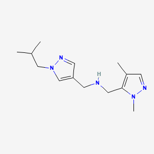 molecular formula C14H23N5 B11751425 [(1,4-dimethyl-1H-pyrazol-5-yl)methyl]({[1-(2-methylpropyl)-1H-pyrazol-4-yl]methyl})amine 