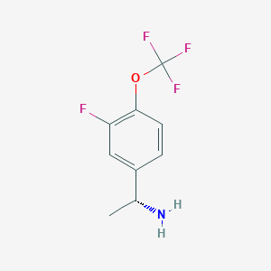 molecular formula C9H9F4NO B11751431 (1R)-1-[3-fluoro-4-(trifluoromethoxy)phenyl]ethylamine 