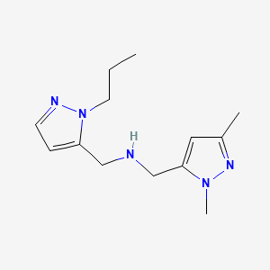 molecular formula C13H21N5 B11751483 [(1,3-dimethyl-1H-pyrazol-5-yl)methyl][(1-propyl-1H-pyrazol-5-yl)methyl]amine 