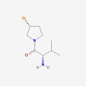 molecular formula C9H17BrN2O B11751495 (S)-2-Amino-1-((R)-3-bromo-pyrrolidin-1-yl)-3-methyl-butan-1-one 