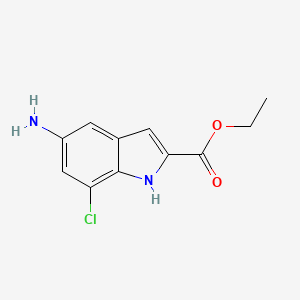 molecular formula C11H11ClN2O2 B11751578 ethyl 5-amino-7-chloro-1H-indole-2-carboxylate 