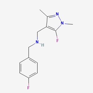 molecular formula C13H15F2N3 B11751656 [(5-fluoro-1,3-dimethyl-1H-pyrazol-4-yl)methyl][(4-fluorophenyl)methyl]amine 