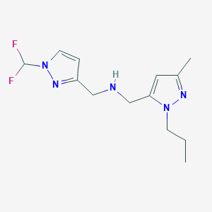 molecular formula C13H19F2N5 B11751714 {[1-(difluoromethyl)-1H-pyrazol-3-yl]methyl}[(3-methyl-1-propyl-1H-pyrazol-5-yl)methyl]amine 