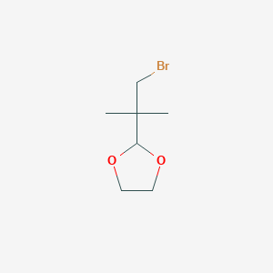 molecular formula C7H13BrO2 B11751823 2-(1-Bromo-2-methylpropan-2-yl)-1,3-dioxolane 