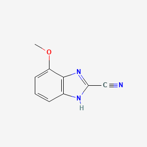 molecular formula C9H7N3O B11751859 7-Methoxy-1H-benzo[d]imidazole-2-carbonitrile 