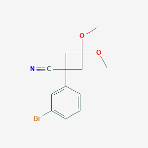 molecular formula C13H14BrNO2 B11752024 1-(3-Bromophenyl)-3,3-dimethoxycyclobutane-1-carbonitrile 