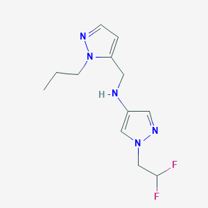 molecular formula C12H17F2N5 B11752101 1-(2,2-difluoroethyl)-N-[(1-propyl-1H-pyrazol-5-yl)methyl]-1H-pyrazol-4-amine 