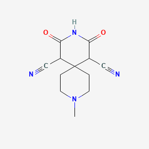 molecular formula C12H14N4O2 B11752227 9-Methyl-2,4-dioxo-3,9-diazaspiro[5.5]undecane-1,5-dicarbonitrile CAS No. 5434-96-8