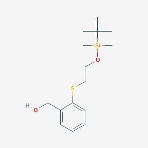 molecular formula C15H26O2SSi B11752301 [2-({2-[(Tert-butyldimethylsilyl)oxy]ethyl}sulfanyl)phenyl]methanol 