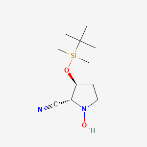 molecular formula C11H22N2O2Si B11752344 (2R,3S)-3-[tert-butyl(dimethyl)silyl]oxy-1-hydroxy-pyrrolidine-2-carbonitrile 