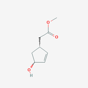 molecular formula C8H12O3 B11752648 Methyl 2-[(1R,4R)-4-hydroxycyclopent-2-en-1-yl]acetate 