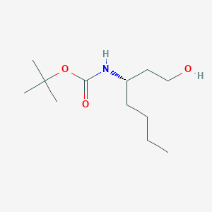 molecular formula C12H25NO3 B11752811 tert-butyl N-[(3S)-1-hydroxyheptan-3-yl]carbamate 