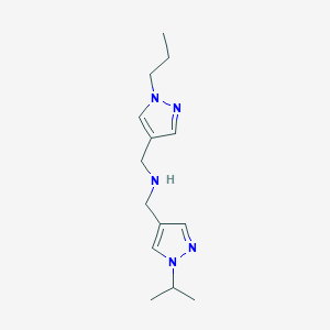 molecular formula C14H23N5 B11752870 {[1-(propan-2-yl)-1H-pyrazol-4-yl]methyl}[(1-propyl-1H-pyrazol-4-yl)methyl]amine 