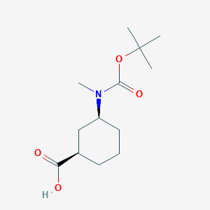 molecular formula C13H23NO4 B11752930 (1R,3S)-3-{[(tert-Butoxy)carbonyl](methyl)amino}cyclohexane-1-carboxylic acid 