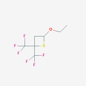 molecular formula C7H8F6OS B11753102 4-Ethoxy-2,2-bis(trifluoromethyl)thietane 