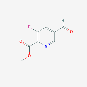 molecular formula C8H6FNO3 B11753180 Methyl 3-fluoro-5-formylpicolinate 