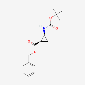 molecular formula C16H21NO4 B11753432 benzyl (1R,2S)-2-{[(tert-butoxy)carbonyl]amino}cyclopropane-1-carboxylate 