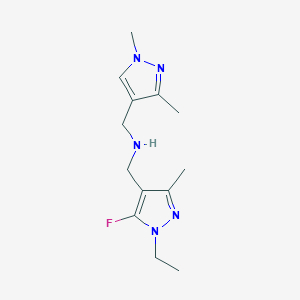 molecular formula C13H20FN5 B11753520 [(1,3-dimethyl-1H-pyrazol-4-yl)methyl][(1-ethyl-5-fluoro-3-methyl-1H-pyrazol-4-yl)methyl]amine CAS No. 1856091-18-3