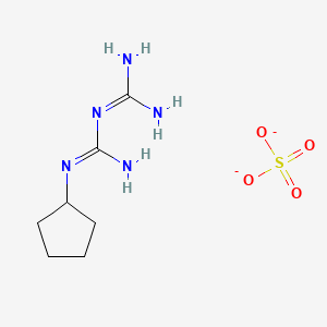 molecular formula C7H15N5O4S-2 B11753590 1-carbamimidamido-N-cyclopentylmethanimidamide sulfate 