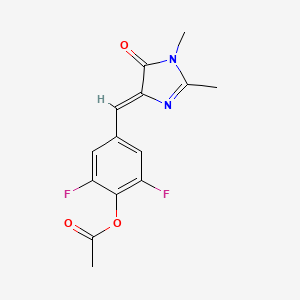 molecular formula C14H12F2N2O3 B11753615 4-{[(4Z)-1,2-dimethyl-5-oxo-4,5-dihydro-1H-imidazol-4-ylidene]methyl}-2,6-difluorophenyl acetate 