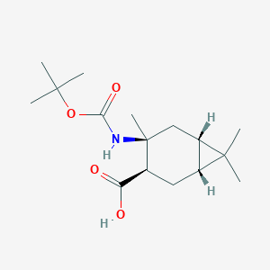 molecular formula C16H27NO4 B11753989 (1R,3R,4S,6S)-4-tert-Butoxycarbonylamino-4,7,7-trimethyl-bicyclo[4.1.0]heptane-3-carboxylic acid 