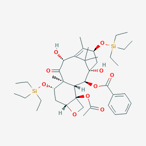 molecular formula C41H64O10Si2 B117540 [(1S,2S,3R,4S,7R,9S,10S,12R,15S)-4-乙酰氧基-1,12-二羟基-10,14,17,17-四甲基-11-氧代-9,15-双（三乙基甲硅烷基氧基）-6-氧代四环[11.3.1.03,10.04,7]十七烷-13-烯-2-基]苯甲酸酯 CAS No. 183133-99-5