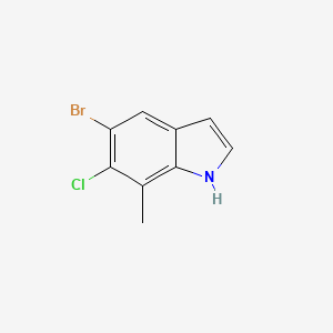 molecular formula C9H7BrClN B11754032 5-bromo-6-chloro-7-methyl-1H-indole 