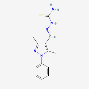 molecular formula C13H15N5S B11754145 {[(3,5-dimethyl-1-phenyl-1H-pyrazol-4-yl)methylidene]amino}thiourea 