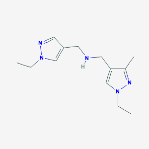 molecular formula C13H21N5 B11754245 [(1-ethyl-1H-pyrazol-4-yl)methyl][(1-ethyl-3-methyl-1H-pyrazol-4-yl)methyl]amine 