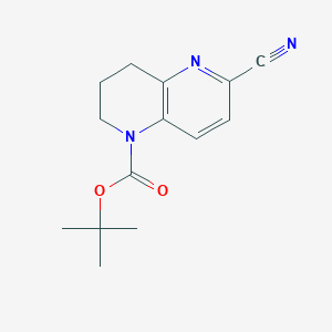 molecular formula C14H17N3O2 B11754326 tert-Butyl 6-cyano-3,4-dihydro-1,5-naphthyridine-1(2H)-carboxylate 