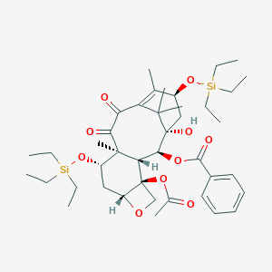 molecular formula C41H62O10Si2 B117544 [(1S,2S,3R,4S,7R,9S,10S,15S)-4-乙酰氧基-1-羟基-10,14,17,17-四甲基-11,12-二氧代-9,15-双(三乙基甲硅烷基氧基)-6-氧代四环[11.3.1.03,10.04,7]十七碳-13-烯-2-基]苯甲酸酯 CAS No. 651293-82-2
