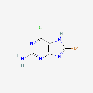 molecular formula C5H3BrClN5 B11754835 8-bromo-6-chloro-9H-purin-2-amine 