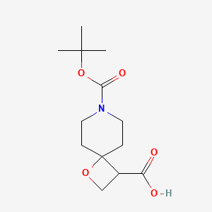 molecular formula C13H21NO5 B11755137 7-(tert-Butoxycarbonyl)-1-oxa-7-azaspiro[3.5]nonane-3-carboxylic acid 