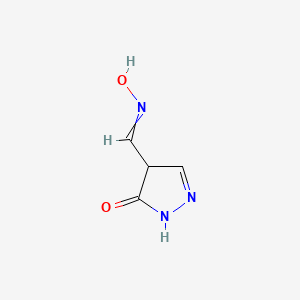 molecular formula C4H5N3O2 B11755158 4-[(hydroxyimino)methyl]-4,5-dihydro-1H-pyrazol-5-one 