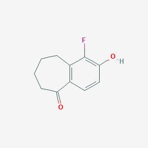 molecular formula C11H11FO2 B11755168 1-Fluoro-2-hydroxy-6,7,8,9-tetrahydro-5H-benzo[7]annulen-5-one 