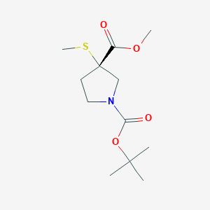 molecular formula C12H21NO4S B11755181 (S)-1-tert-Butyl 3-methyl 3-(methylthio)pyrrolidine-1,3-dicarboxylate 