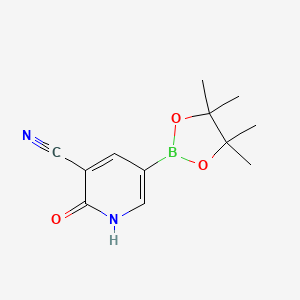 molecular formula C12H15BN2O3 B11755224 2-Hydroxy-5-(tetramethyl-1,3,2-dioxaborolan-2-yl)pyridine-3-carbonitrile 