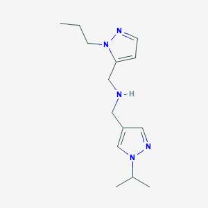 molecular formula C14H23N5 B11755237 {[1-(propan-2-yl)-1H-pyrazol-4-yl]methyl}[(1-propyl-1H-pyrazol-5-yl)methyl]amine 