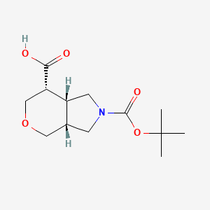 molecular formula C13H21NO5 B11755247 Pyrano[3,4-c]pyrrole-2,7(3H)-dicarboxylic acid, hexahydro-, 2-(1,1-dimethylethyl) ester, (3aR,7R,7aR)-rel- 