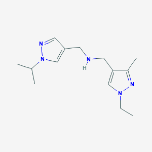 molecular formula C14H23N5 B11755268 [(1-ethyl-3-methyl-1H-pyrazol-4-yl)methyl]({[1-(propan-2-yl)-1H-pyrazol-4-yl]methyl})amine 