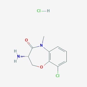 molecular formula C10H12Cl2N2O2 B11755297 (S)-3-Amino-9-chloro-5-methyl-2,3-dihydrobenzo[b][1,4]oxazepin-4(5H)-one hydrochloride 