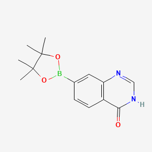 molecular formula C14H17BN2O3 B11755314 7-(4,4,5,5-Tetramethyl-1,3,2-dioxaborolan-2-YL)quinazolin-4(3H)-one 