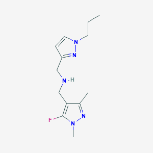 molecular formula C13H20FN5 B11755538 [(5-fluoro-1,3-dimethyl-1H-pyrazol-4-yl)methyl][(1-propyl-1H-pyrazol-3-yl)methyl]amine 