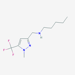 molecular formula C11H18F3N3 B11755557 {[1-methyl-5-(trifluoromethyl)-1H-pyrazol-3-yl]methyl}(pentyl)amine 