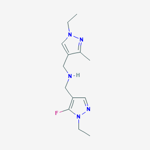 molecular formula C13H20FN5 B11755605 [(1-ethyl-3-methyl-1H-pyrazol-4-yl)methyl][(1-ethyl-5-fluoro-1H-pyrazol-4-yl)methyl]amine 