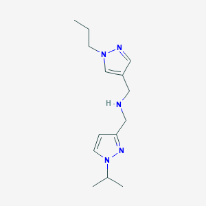 molecular formula C14H23N5 B11755683 {[1-(propan-2-yl)-1H-pyrazol-3-yl]methyl}[(1-propyl-1H-pyrazol-4-yl)methyl]amine 