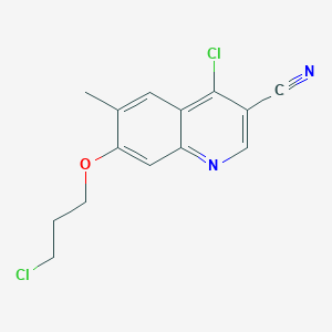 molecular formula C14H12Cl2N2O B11755689 4-Chloro-7-(3-chloropropoxy)-6-methylquinoline-3-carbonitrile 